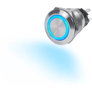 10A Push Button LED Ring Switch OFF-(ON) Blue - Image 1