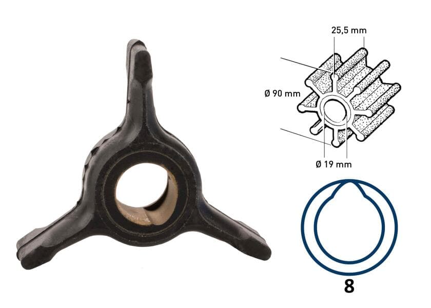 Impeller neoprene 3 blades type 8 Image 1 of 4