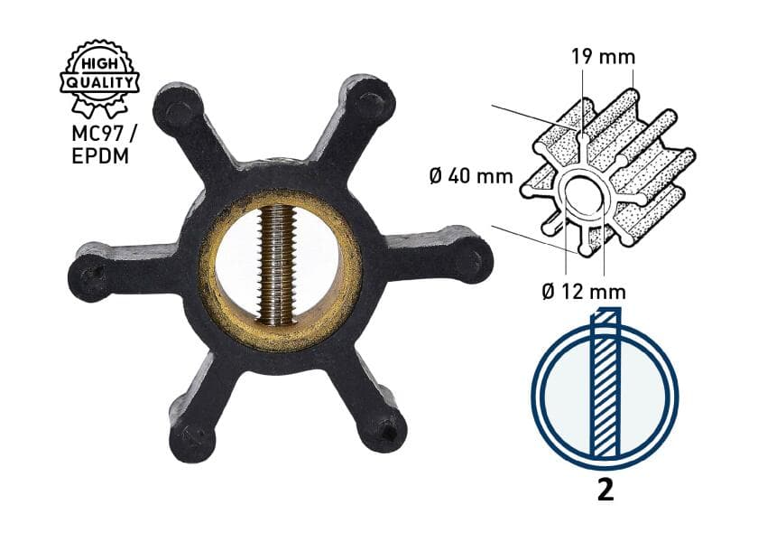 JOHNSON PUMP Impeller MC97 6 Blades Type 2 Image 1 of 5