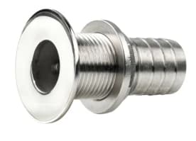 Thru-hull, stainless steel, flush flange, polished finish, G1'', with hose connection Ø 29 mm - Image 1