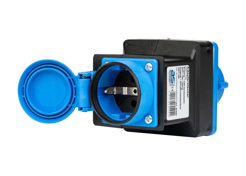 CEE Male SCHUKO female adapter, 2-pole + protective conductor Image 1 of 5