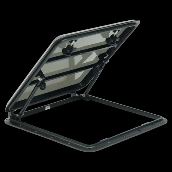 Bomar 100 Series 18 3/4″ x 18 3/4″ Square Cast Aluminum Hatch - Lens Color: Smoked | Color: White - Image 1