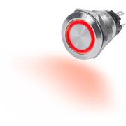 10A Push Button LED Ring Switch OFF-ON Red - Image 1