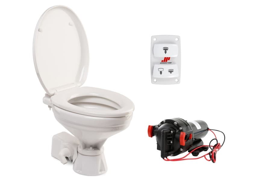 JOHNSON PUMP AquaT Silent Electric On-Board Toilet 12 V comfort size seawater pump Image 1 of 11