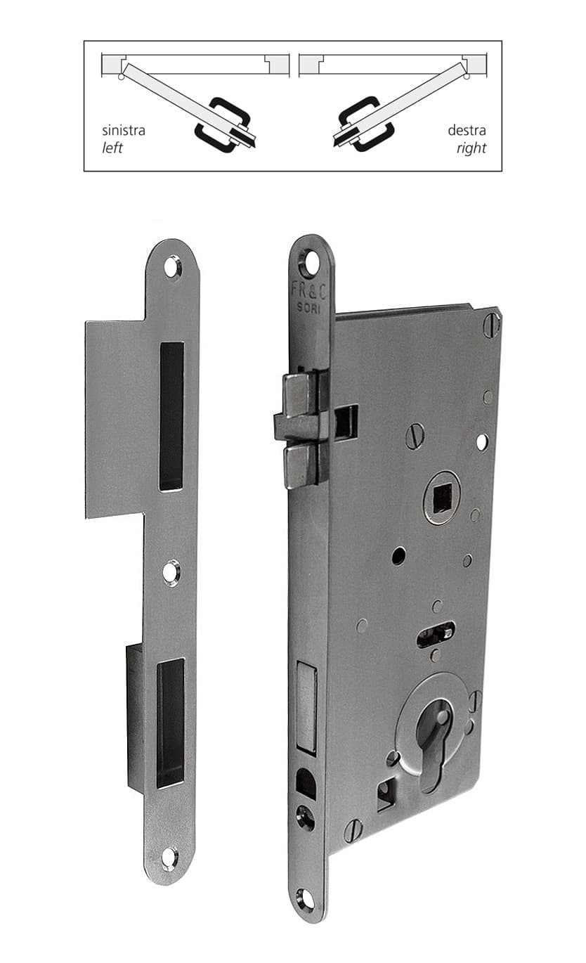 Mortise lock with striker and hole for security cylinder - Image 1