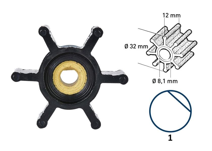 Impeller neoprene 6 blades type 1 Image 1 of 5